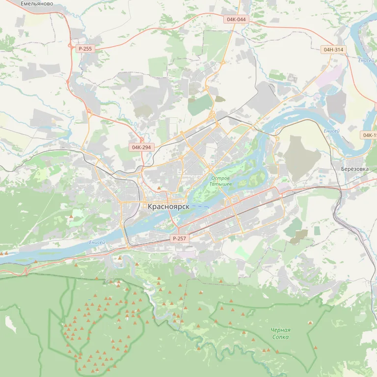 Карта: Енисей в черте города
